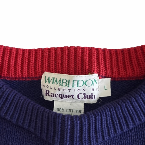 Wimbledon Men's Navy Crewneck Sweater with Crest - Picture 3 of 3